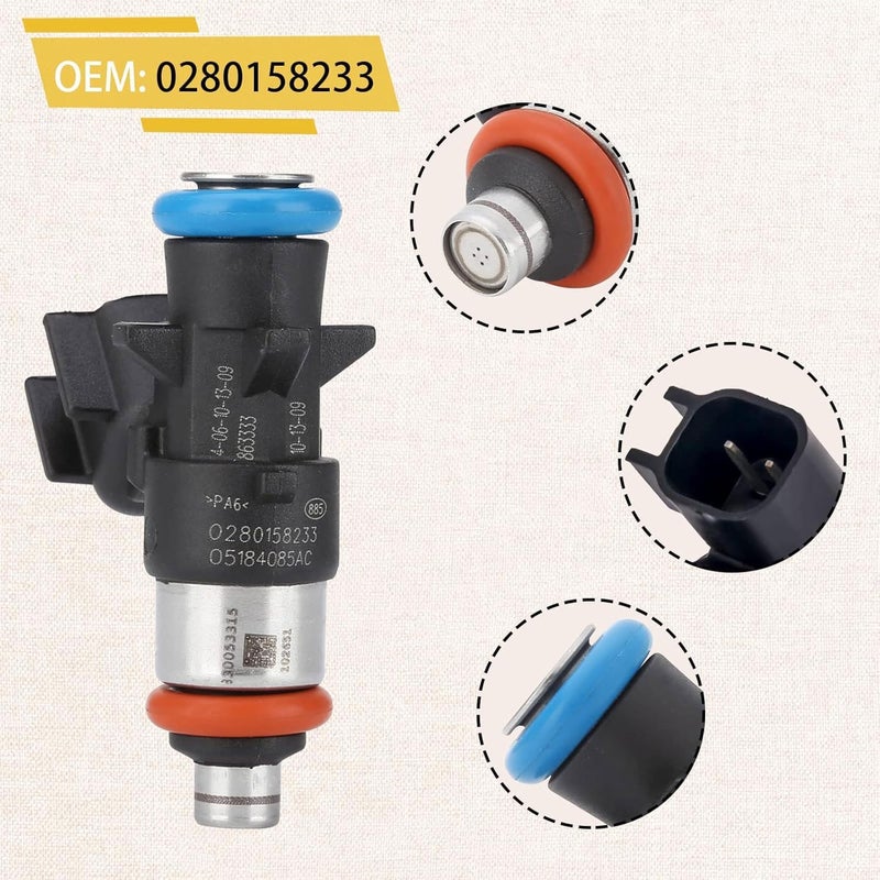 Pjvmvo Set of 6 Fuel Injectors,Compatible with/Jeep 3.6 Wrangler Grand Cherokee 2011-2023,Compatible with/Dodge Charger Journey Durango 2012-2017,Replace#5184085AC,0280158233 - Image 4